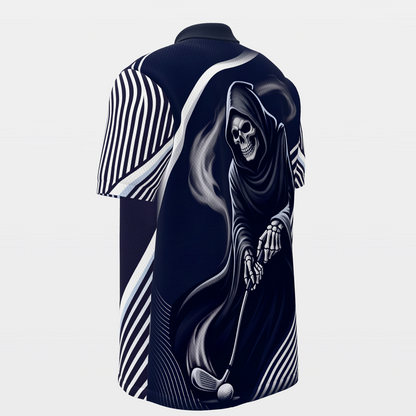 Last Putt Distortion Golf Polo Shirt – Back Left product view