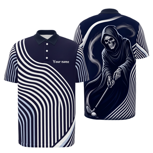 Last Putt Distortion Golf Polo Shirt – Front Back product view