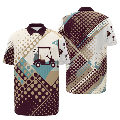 Cart Path Punctuation Golf Polo Shirt – Front Back product view