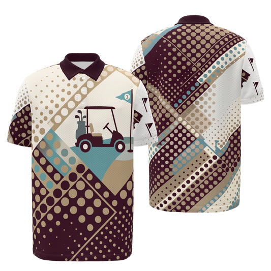 Cart Path Punctuation Golf Polo Shirt – Front Back product view