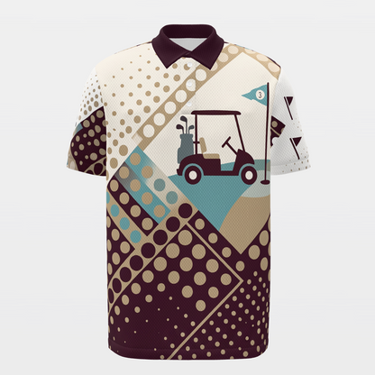 Cart Path Punctuation Golf Polo Shirt – Front product view