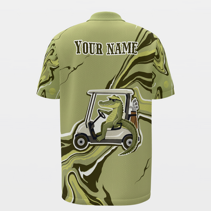 Swamp Cart Current Golf Polo Shirt – Back product view
