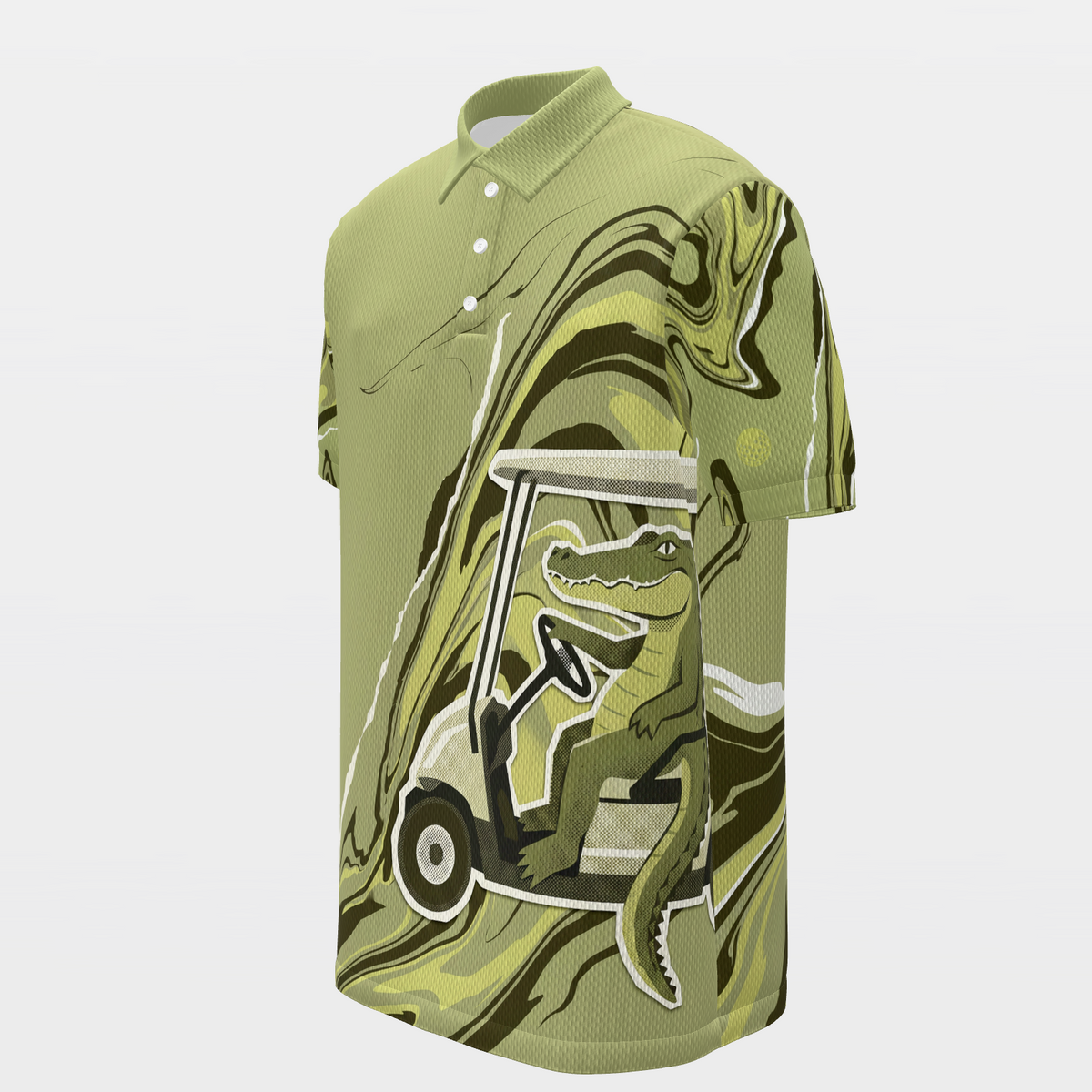 Swamp Cart Current Golf Polo Shirt – Front Left product view