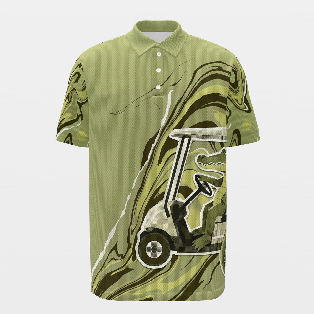 Swamp Cart Current Golf Polo Shirt – Front product view