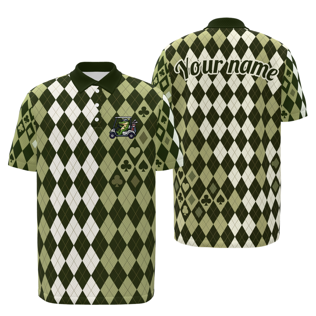 Wild Card Driver Golf Polo Shirt – Front Back product view
