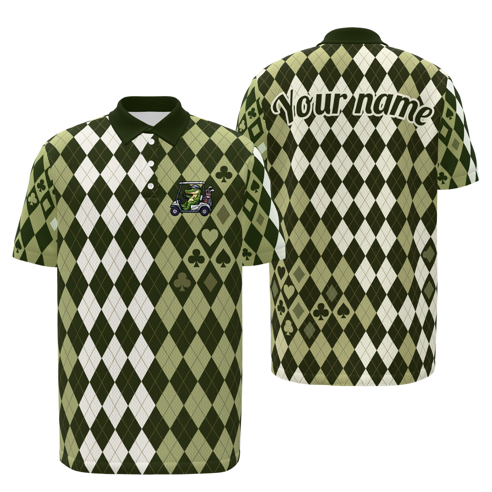 Wild Card Driver Golf Polo Shirt – Front Back product view