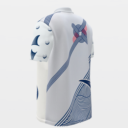 Deep Water Shot Line Golf Polo Shirt – Back Left product view