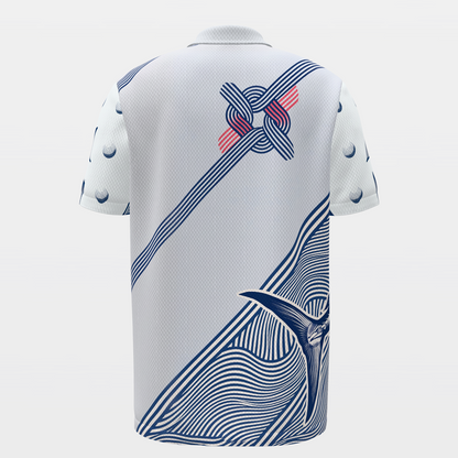 Deep Water Shot Line Golf Polo Shirt – Back product view
