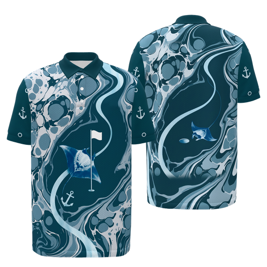 Water Hazard Glide Golf Polo Shirt – Front Back product view