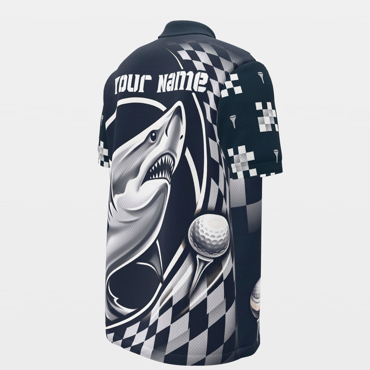 Ball in the Bite Zone Golf Polo Shirt – Back Right product view