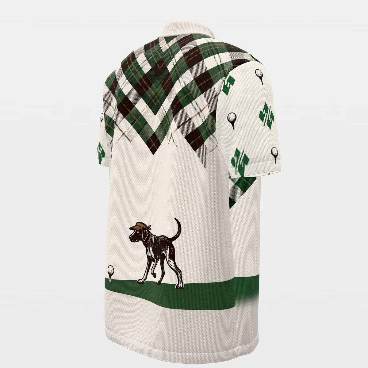 Ball Finder at the Turn Golf Polo Shirt – Back Right product view