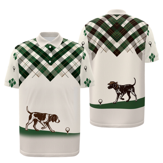 Ball Finder at the Turn Golf Polo Shirt – Front Back product view