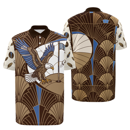 Eagle Through the Fan Golf Polo Shirt – Front Back product view
