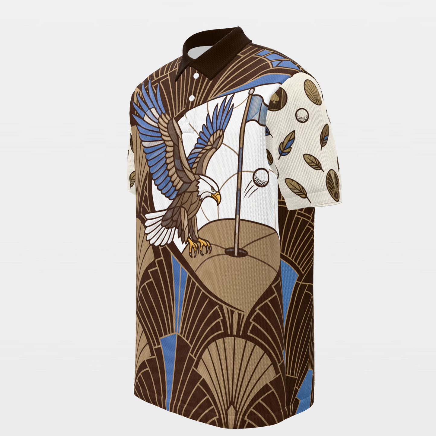 Eagle Through the Fan Golf Polo Shirt – Front Left product view