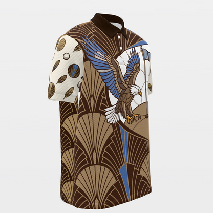 Eagle Through the Fan Golf Polo Shirt – Front Right product view