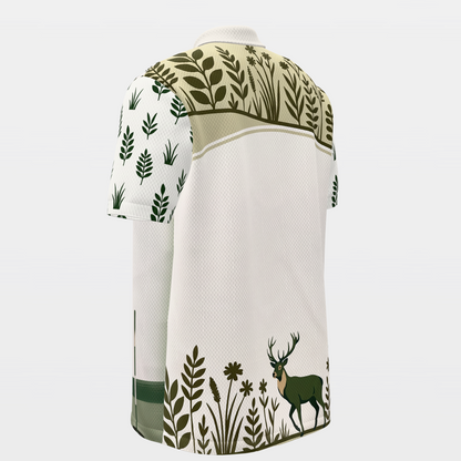 Quiet Green at Dawn Golf Polo Shirt – Back Left product view