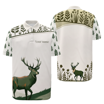 Quiet Green at Dawn Golf Polo Shirt – Front Back product view