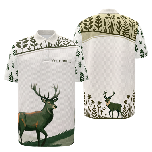 Quiet Green at Dawn Golf Polo Shirt – Front Back product view