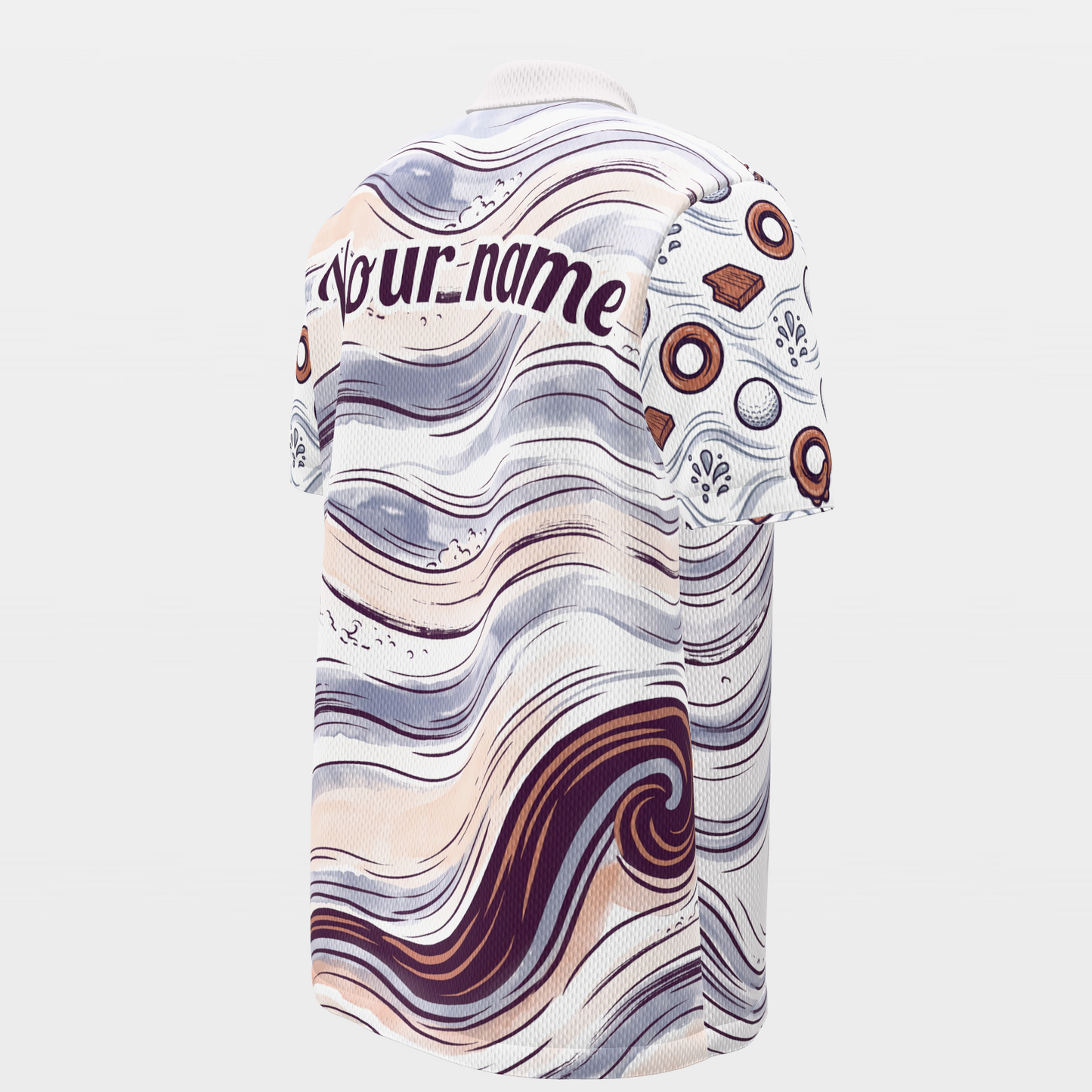 Eight-Club Recovery Golf Polo Shirt – Back Right product view