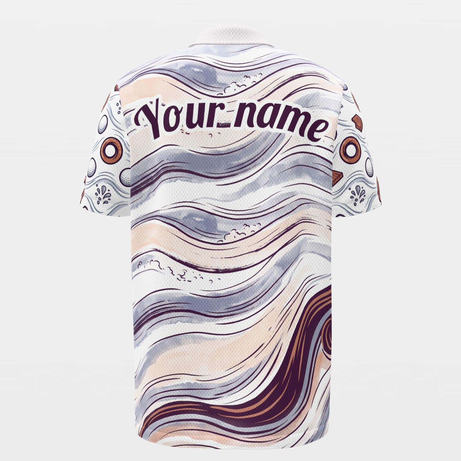 Eight-Club Recovery Golf Polo Shirt – Back product view