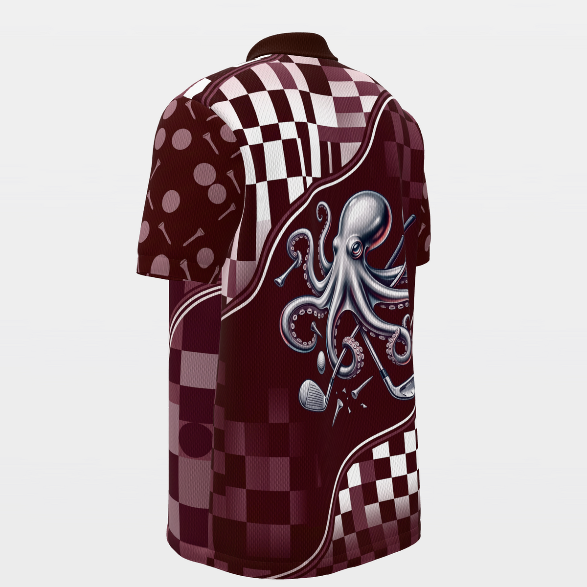 Eight Ways Through Golf Polo Shirt – Back Left product view