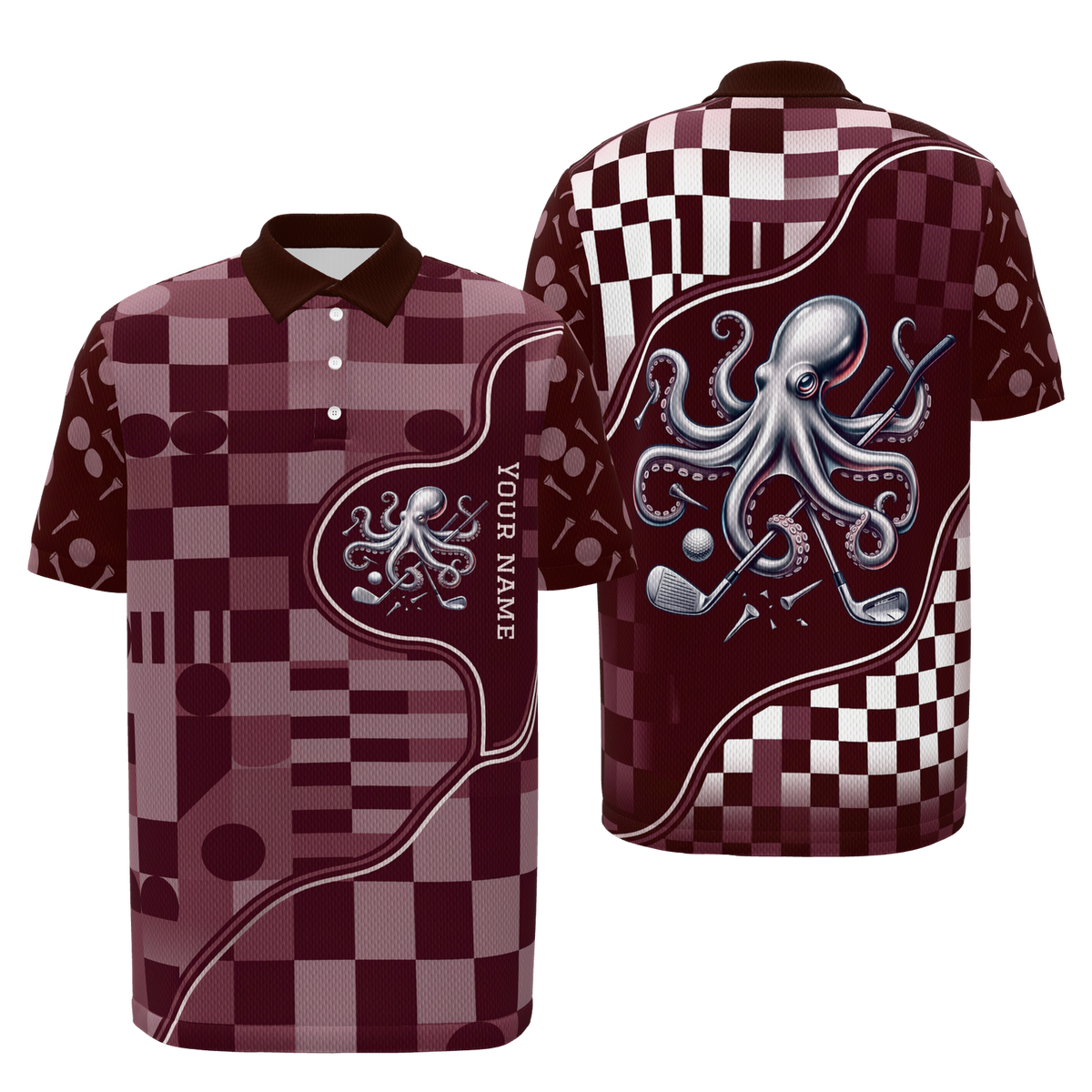 Eight Ways Through Golf Polo Shirt – Front Back product view