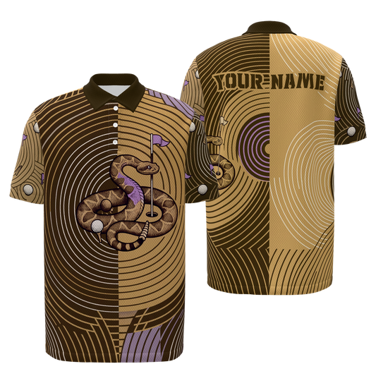 Coiled Putting Radius Golf Polo Shirt – Front Back product view