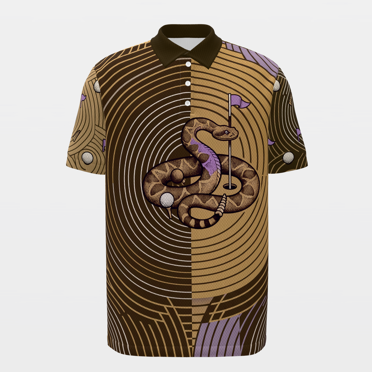 Coiled Putting Radius Golf Polo Shirt – Front product view
