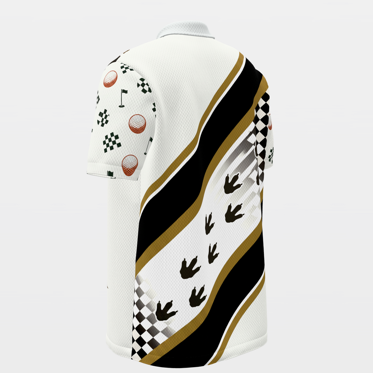 Prehistoric Tee Shot Golf Polo Shirt – Back Left product view