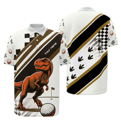 Prehistoric Tee Shot Golf Polo Shirt – Front Back product view