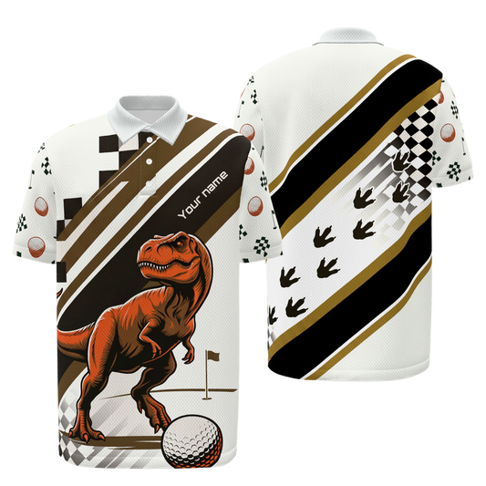 Prehistoric Tee Shot Golf Polo Shirt – Front Back product view