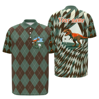 Tee Box Fossil Break Golf Polo Shirt – Front Back product view