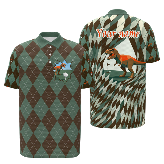 Tee Box Fossil Break Golf Polo Shirt – Front Back product view