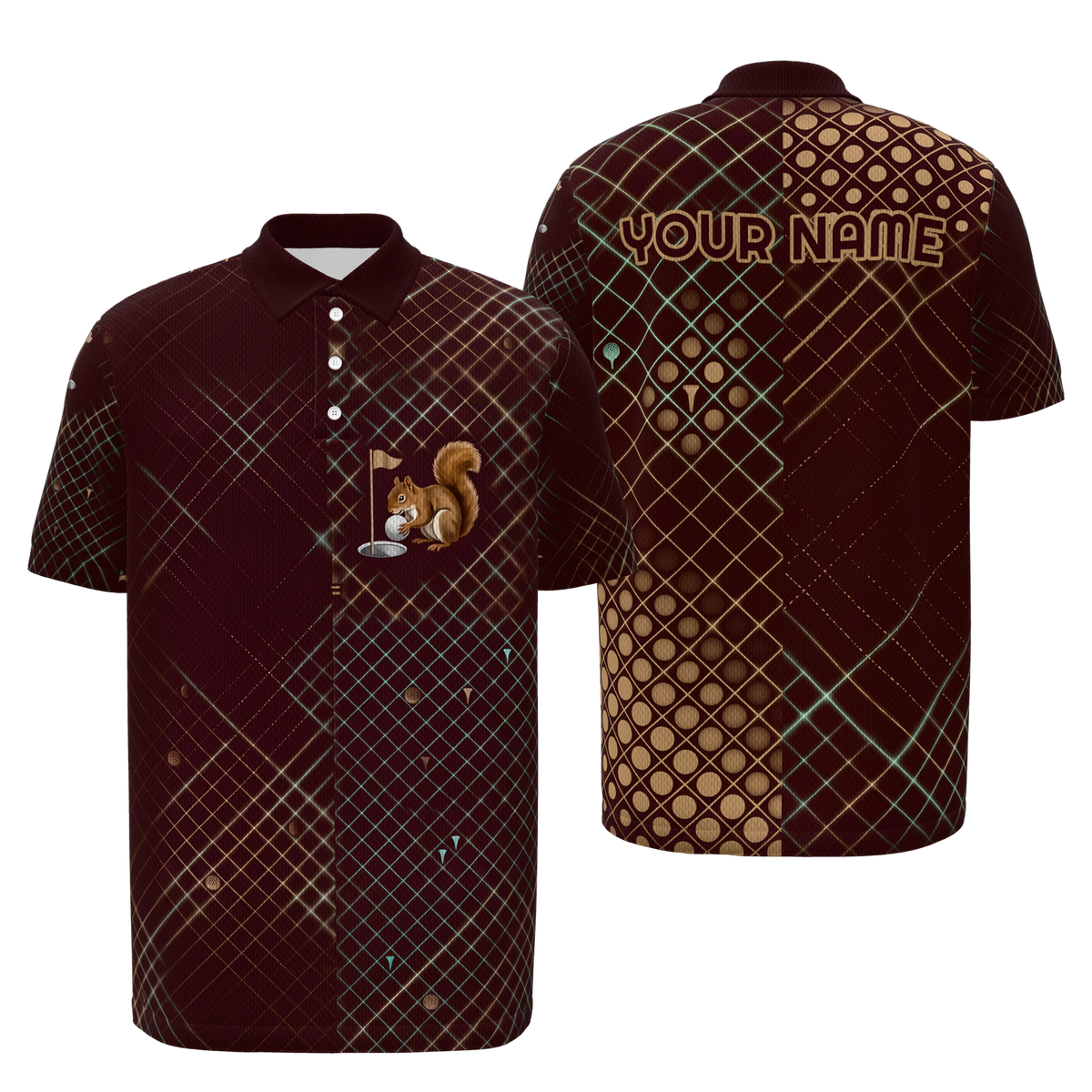 Cup Thief Mark Golf Polo Shirt – Front Back product view