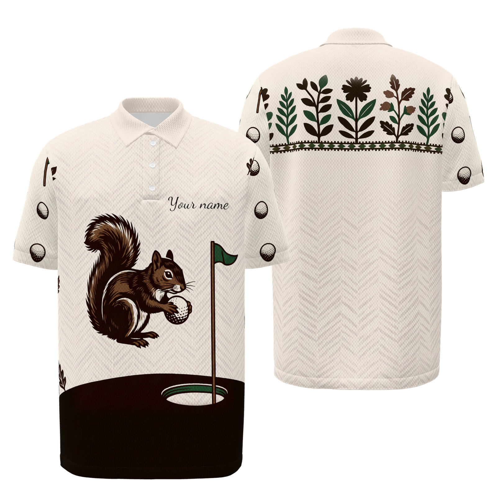 Green-Side Getaway Golf Polo Shirt – Front Back product view