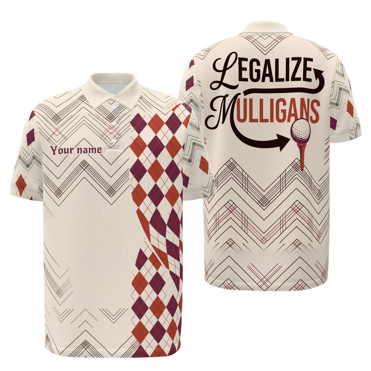 Reset the First Shot Golf Polo Shirt – Front Back product view