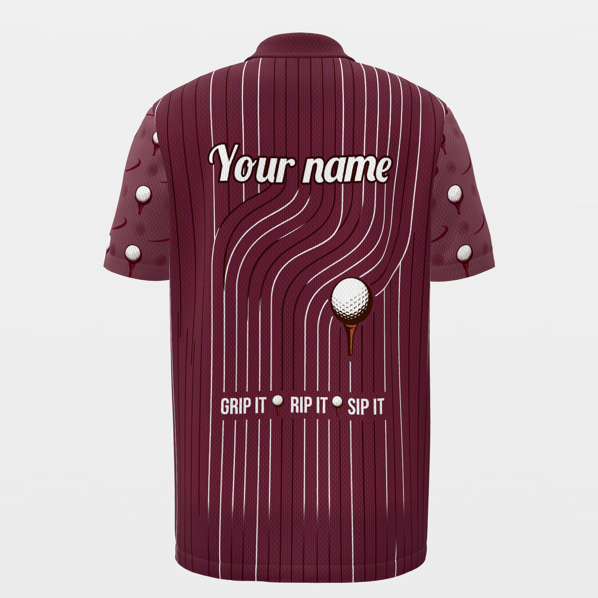 Three-Beat Shot Route Golf Polo Shirt – Back product view