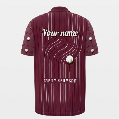 Three-Beat Shot Route Golf Polo Shirt – Back product view