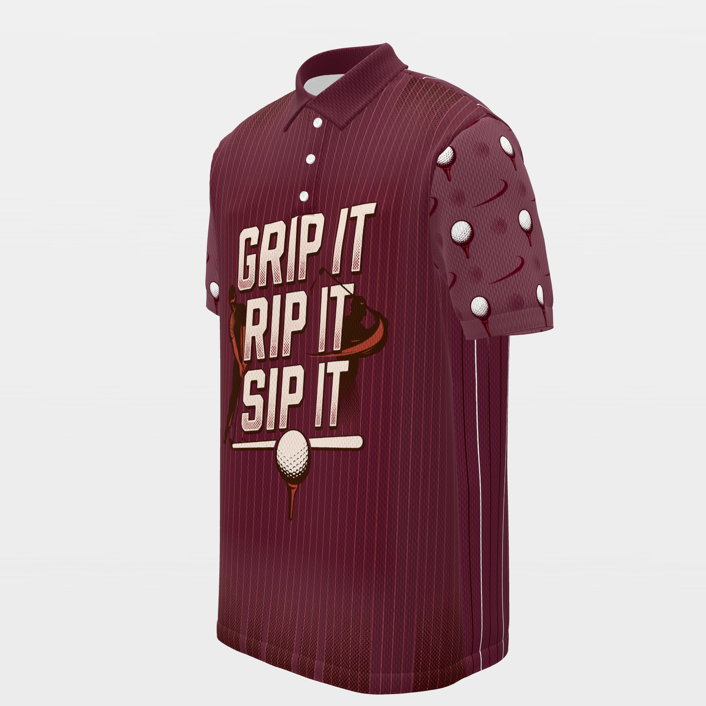 Three-Beat Shot Route Golf Polo Shirt – Front Left product view