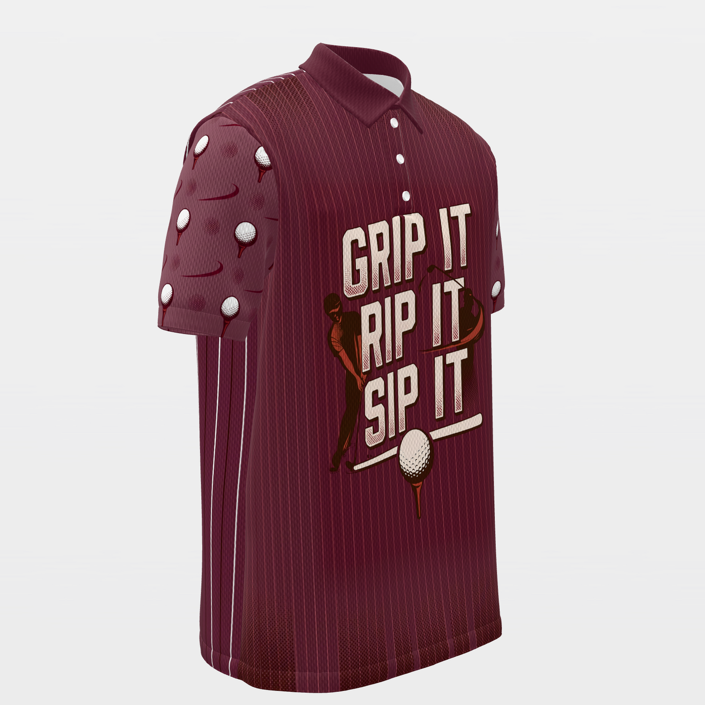Three-Beat Shot Route Golf Polo Shirt – Front Right product view
