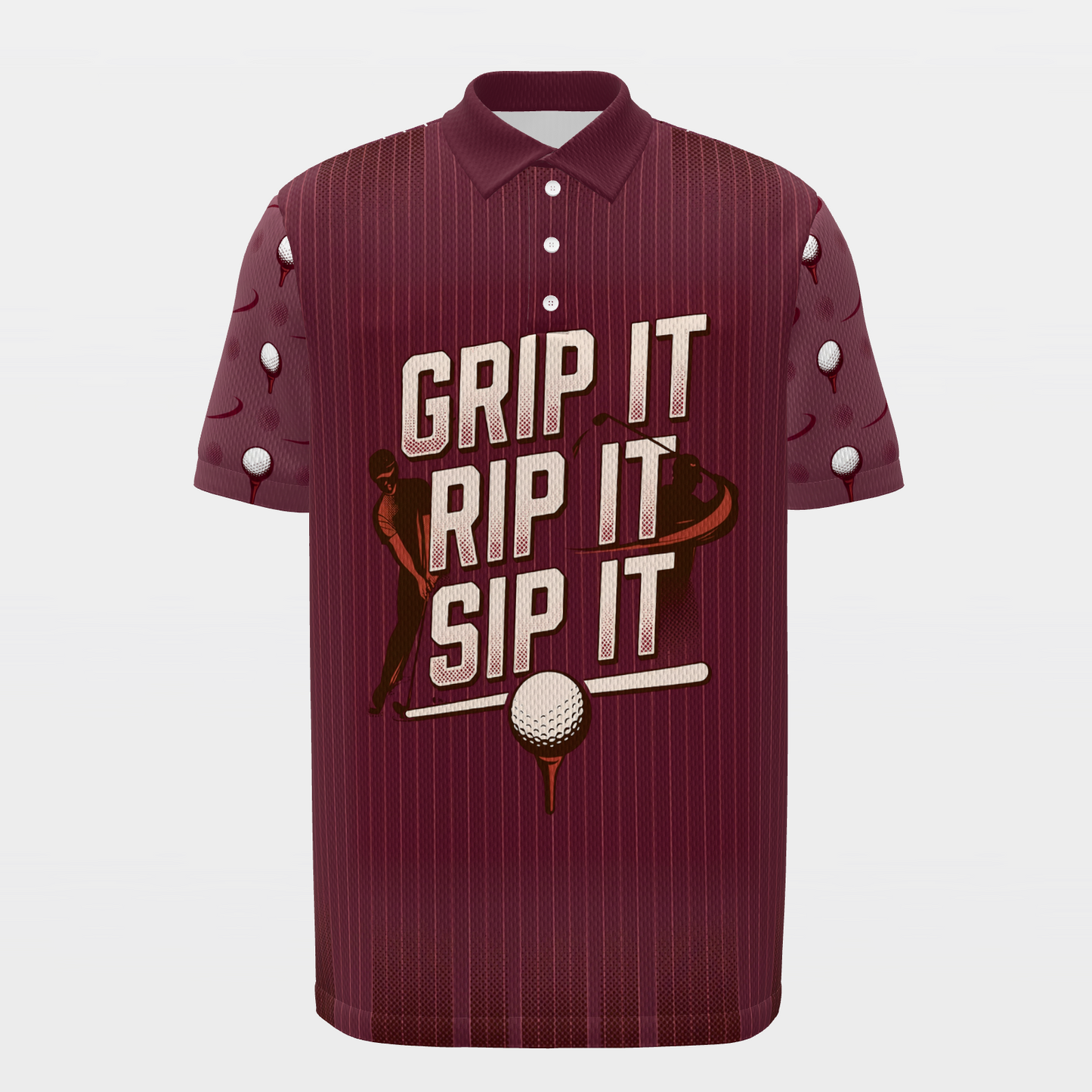 Three-Beat Shot Route Golf Polo Shirt – Front product view