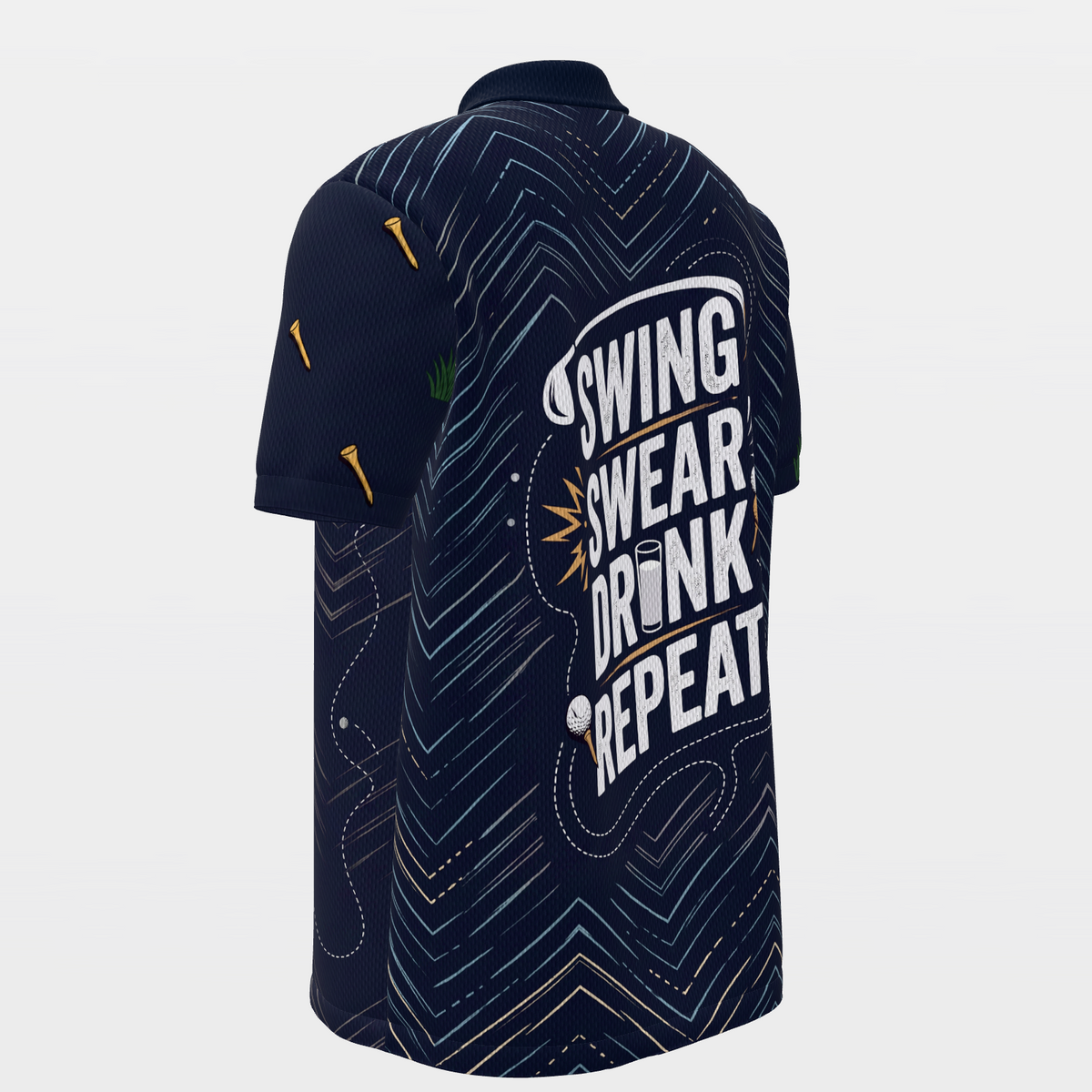 Bad-Round Reset Loop Golf Polo Shirt – Back Left product view
