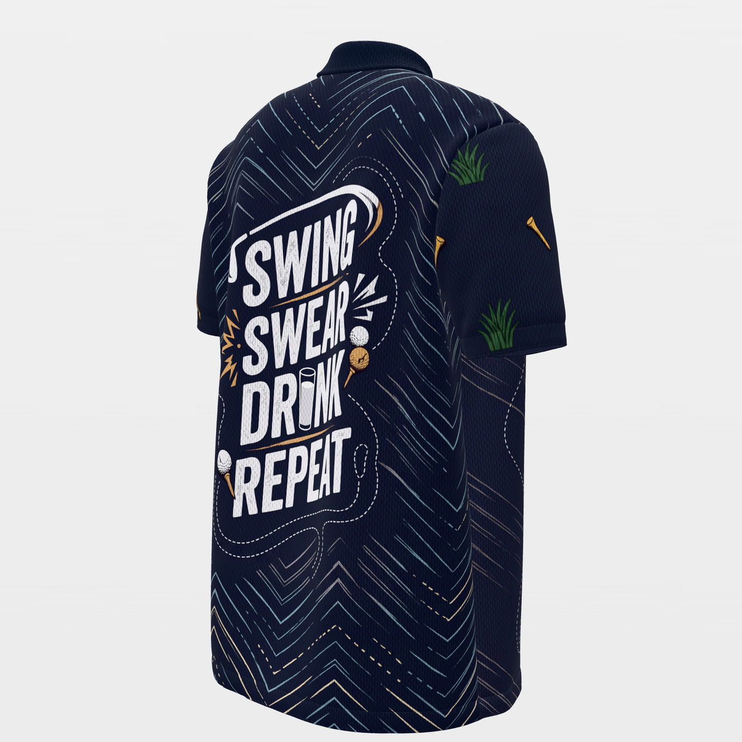 Bad-Round Reset Loop Golf Polo Shirt – Back Right product view