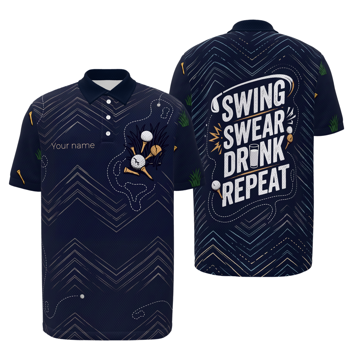 Bad-Round Reset Loop Golf Polo Shirt – Front Back product view