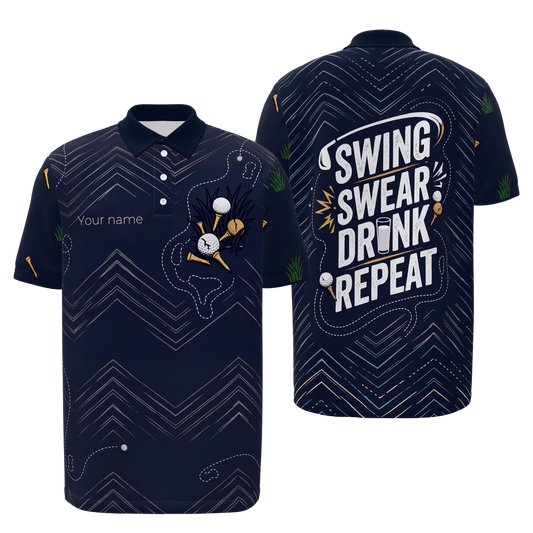 Bad-Round Reset Loop Golf Polo Shirt – Front Back product view