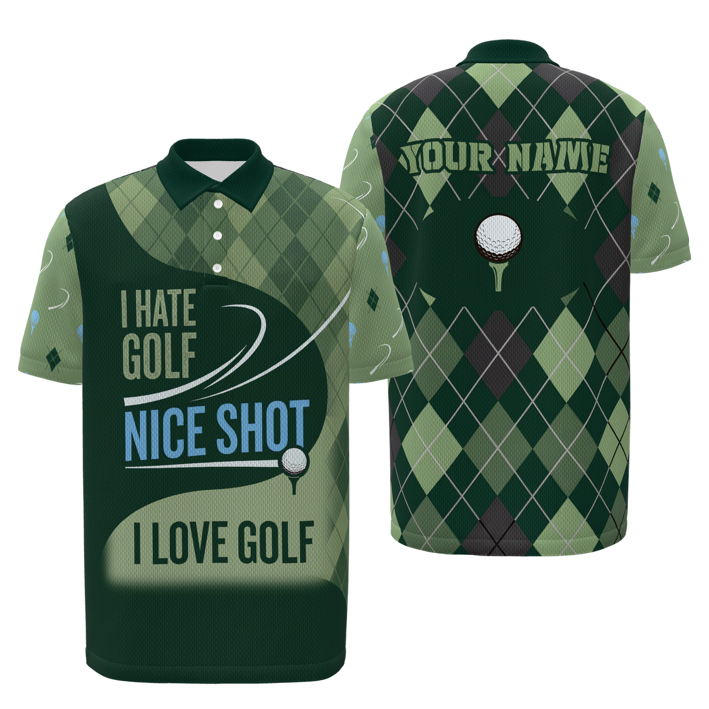 One Shot Changes Everything Golf Polo Shirt – Front Back product view
