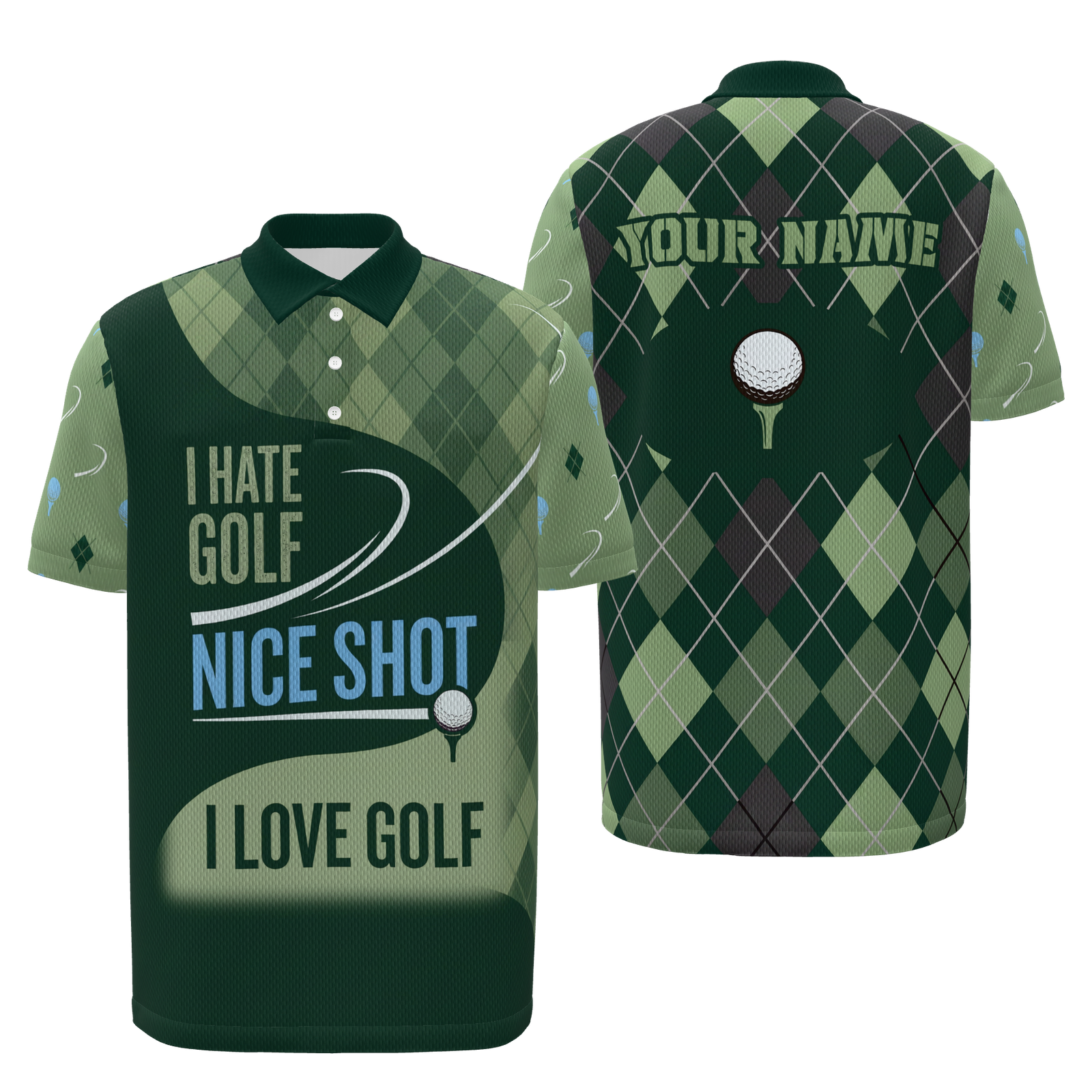 One Shot Changes Everything Golf Polo Shirt – Front Back product view