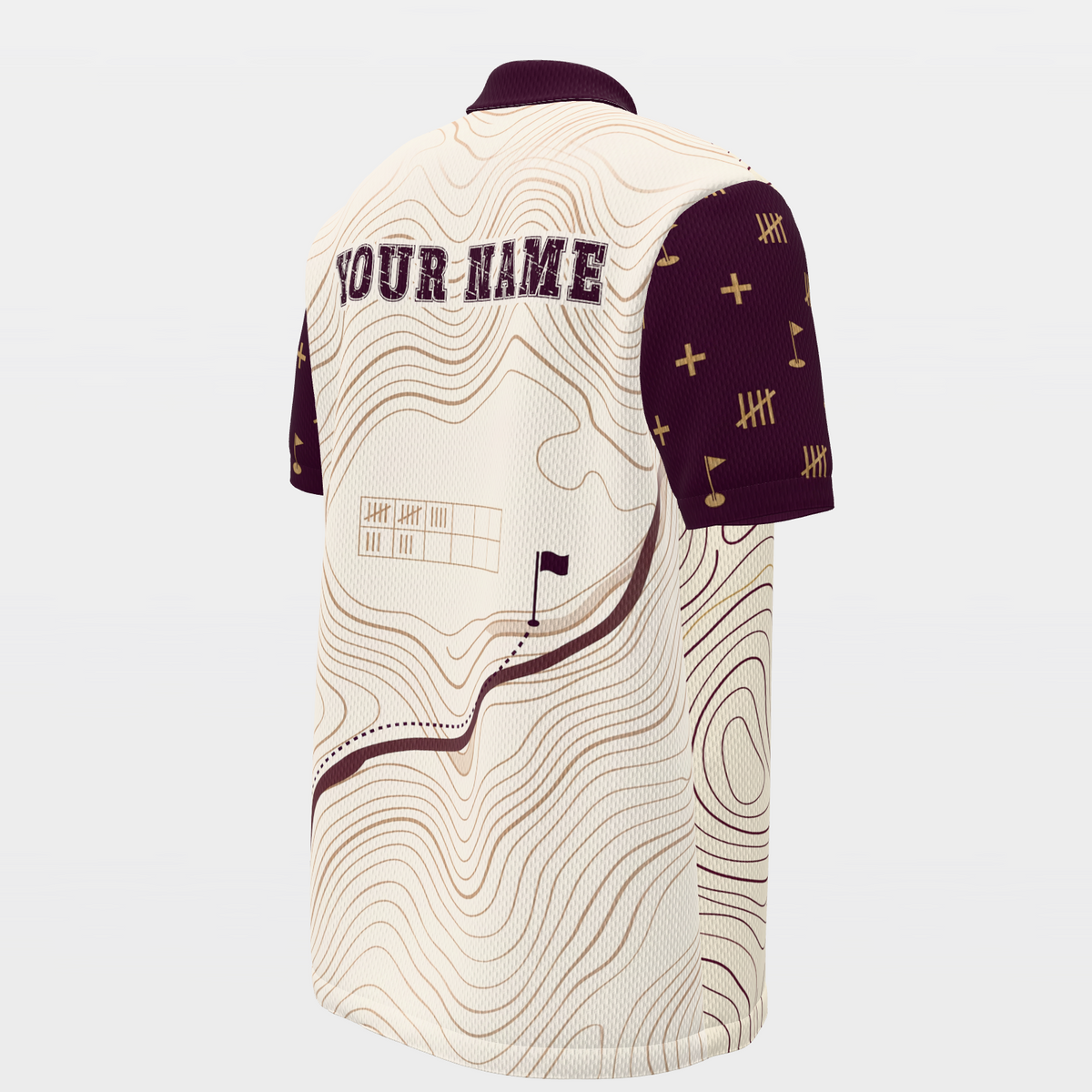 Score Above Social Below Golf Polo Shirt – Back Right product view