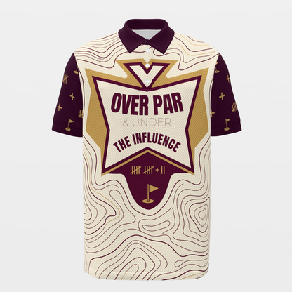 Score Above Social Below Golf Polo Shirt – Front product view
