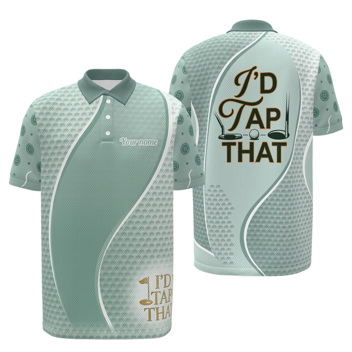 Short Line Payoff Golf Polo Shirt – Front Back product view